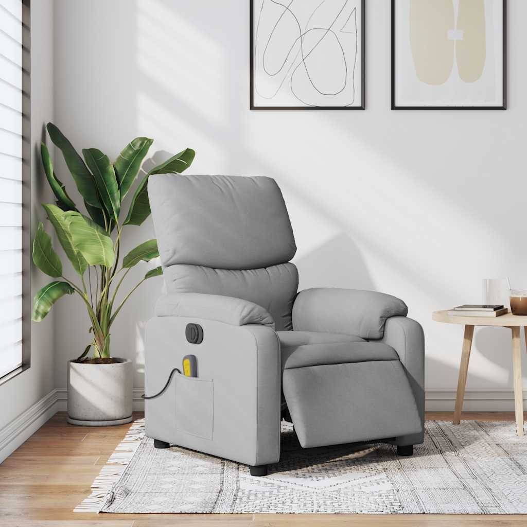 vidaXL Massagesessel Elektrisch Hellgrau Stoff