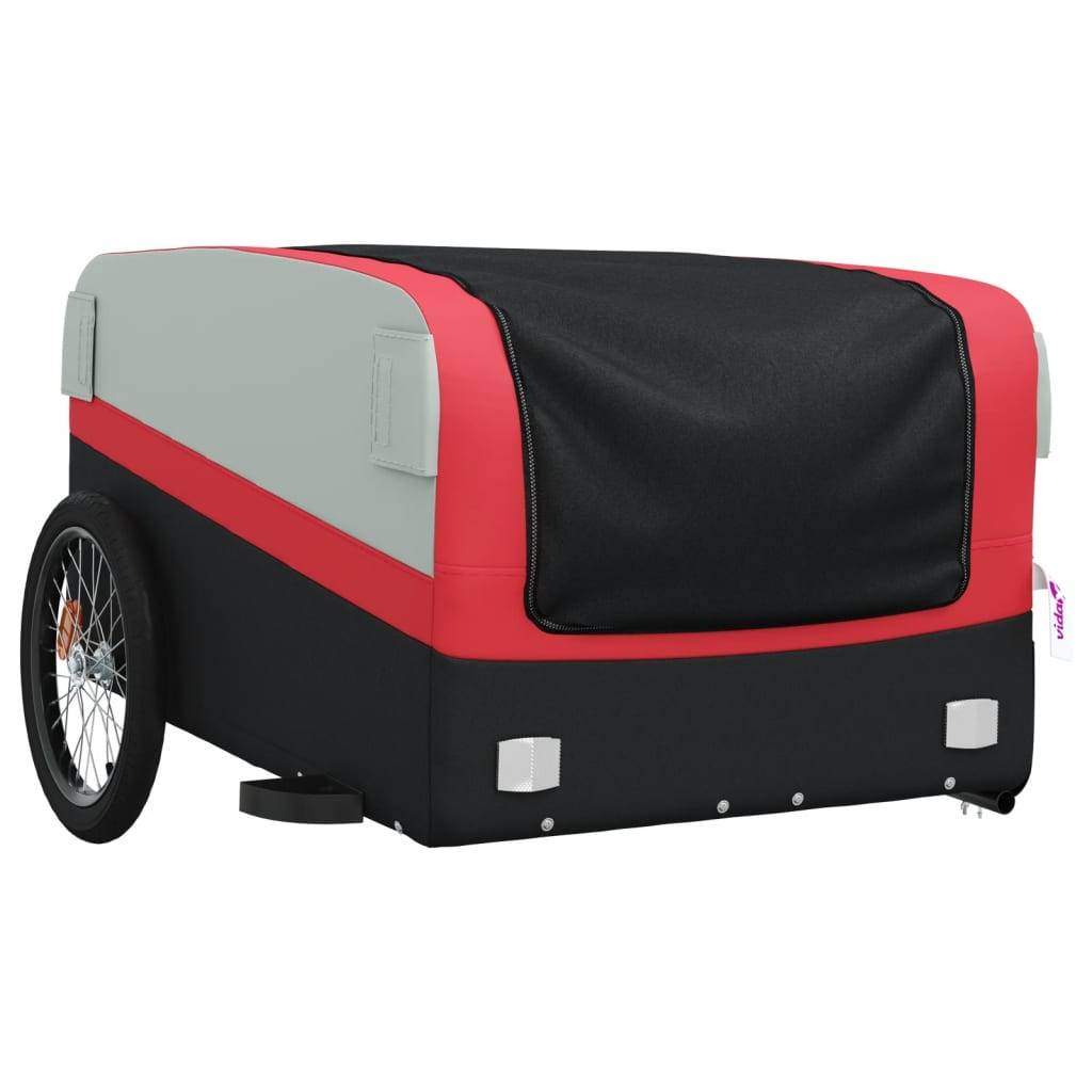 vidaXL Fahrradanhänger Schwarz und Rot 45 kg Eisen