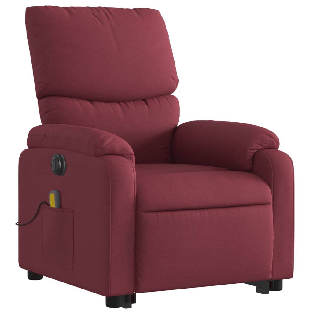 vidaXL Elektrischer Massagesessel mit Aufstehhilfe Weinrot Stoff
