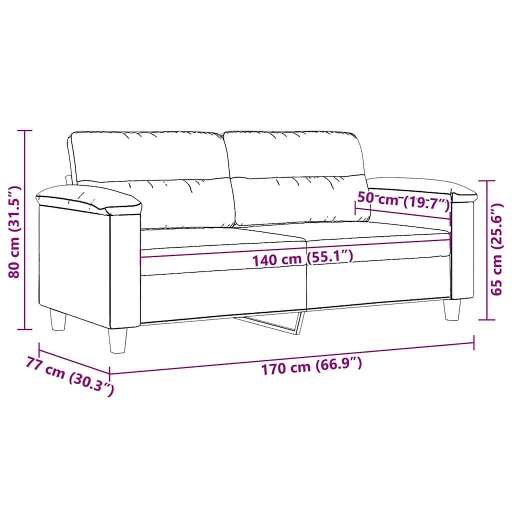vidaXL 2-Sitzer-Sofa Hellgrau 140 cm Mikrofasergewebe