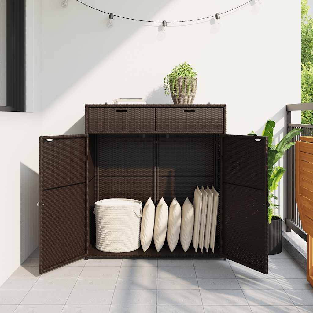 vidaXL Gartenschrank Braun 105x55x113 cm Poly Rattan