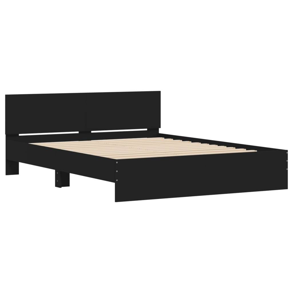 vidaXL Bettgestell mit Kopfteil Schwarz 140x200 cm