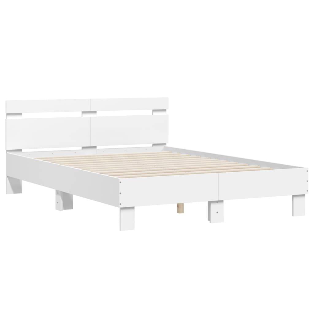 vidaXL Bettgestell mit Kopfteil Weiß 120x200 cm Holzwerkstoff