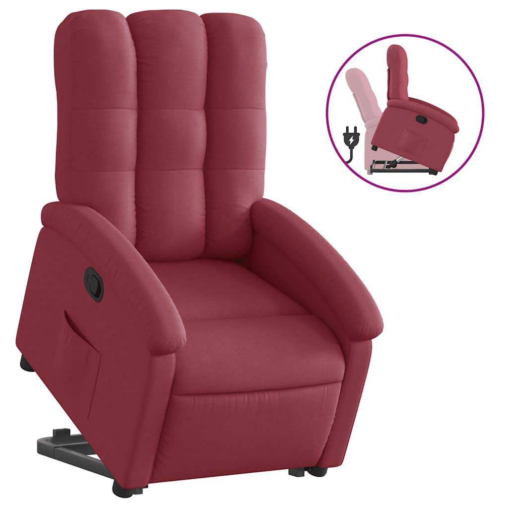 vidaXL Relaxsessel mit Aufstehhilfe Weinrot Stoff