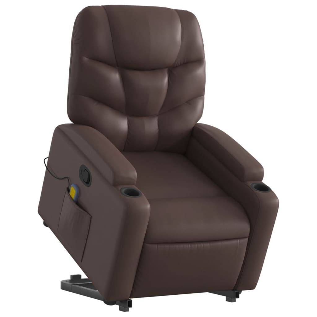 vidaXL Massagesessel mit Aufstehhilfe Braun Kunstleder