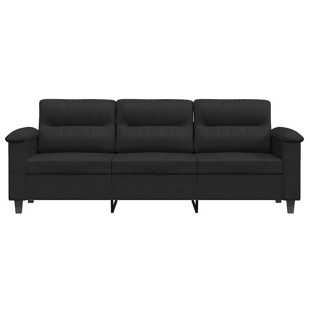 vidaXL 3-Sitzer-Sofa Schwarz 180 cm Mikrofasergewebe