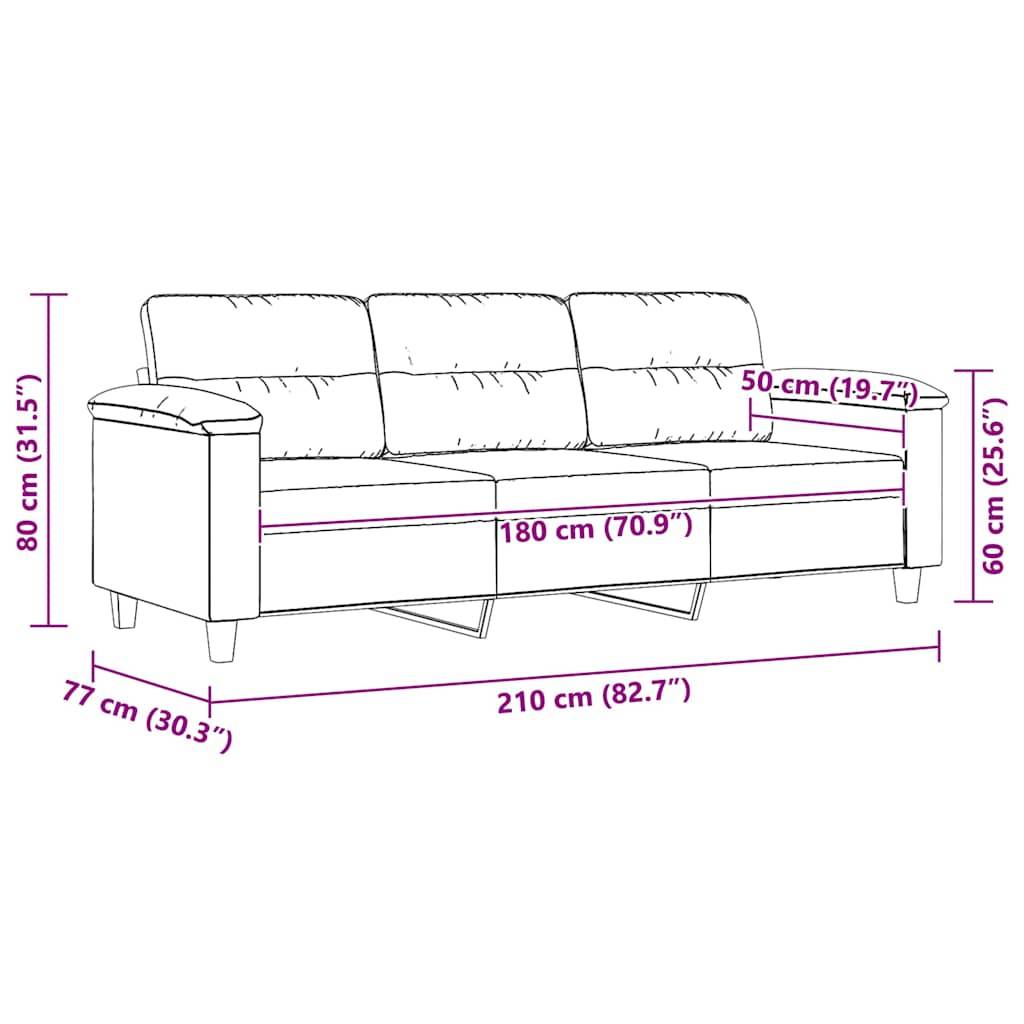 vidaXL 3-Sitzer-Sofa Schwarz 180 cm Mikrofasergewebe