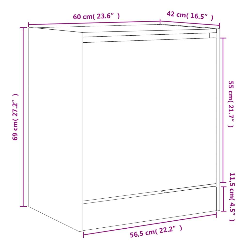 vidaXL Schuhschrank Betongrau 60x42x69 cm Holzwerkstoff
