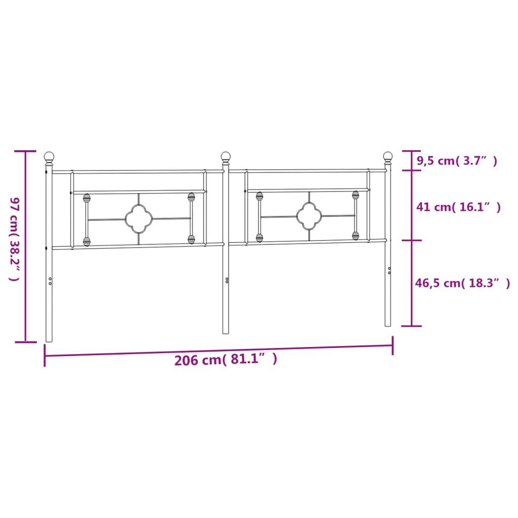 vidaXL Kopfteil Metall Weiß 200 cm