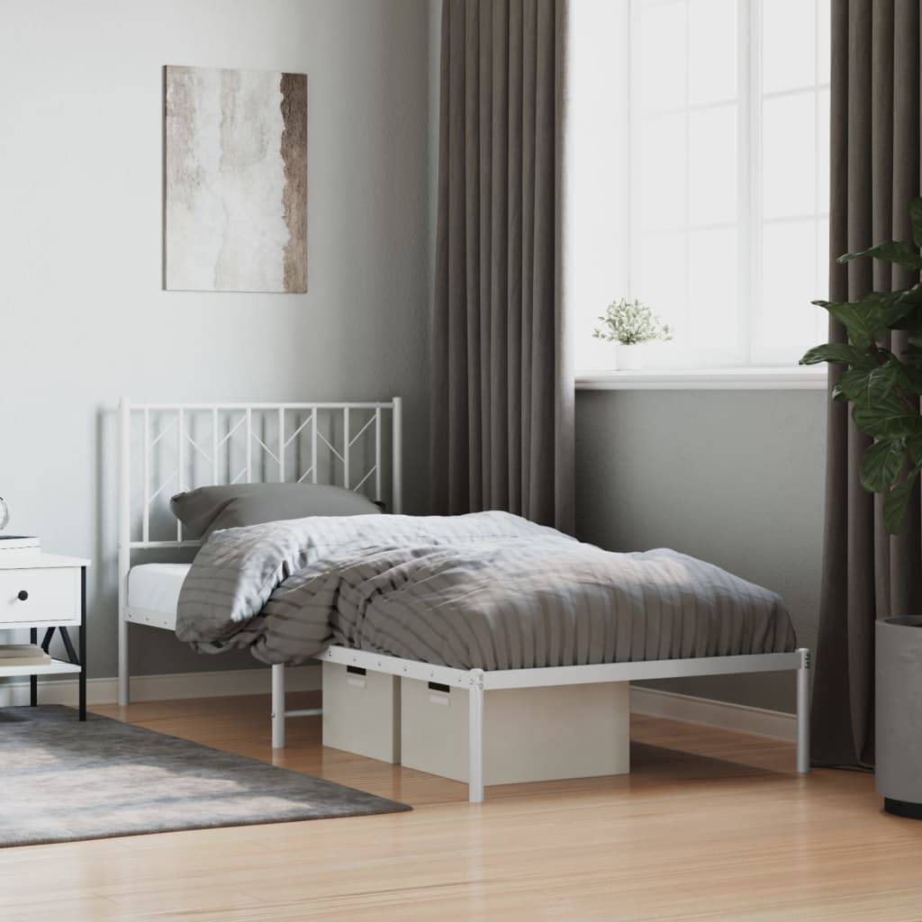 vidaXL Bettgestell mit Kopfteil Metall Weiß 90x190 cm