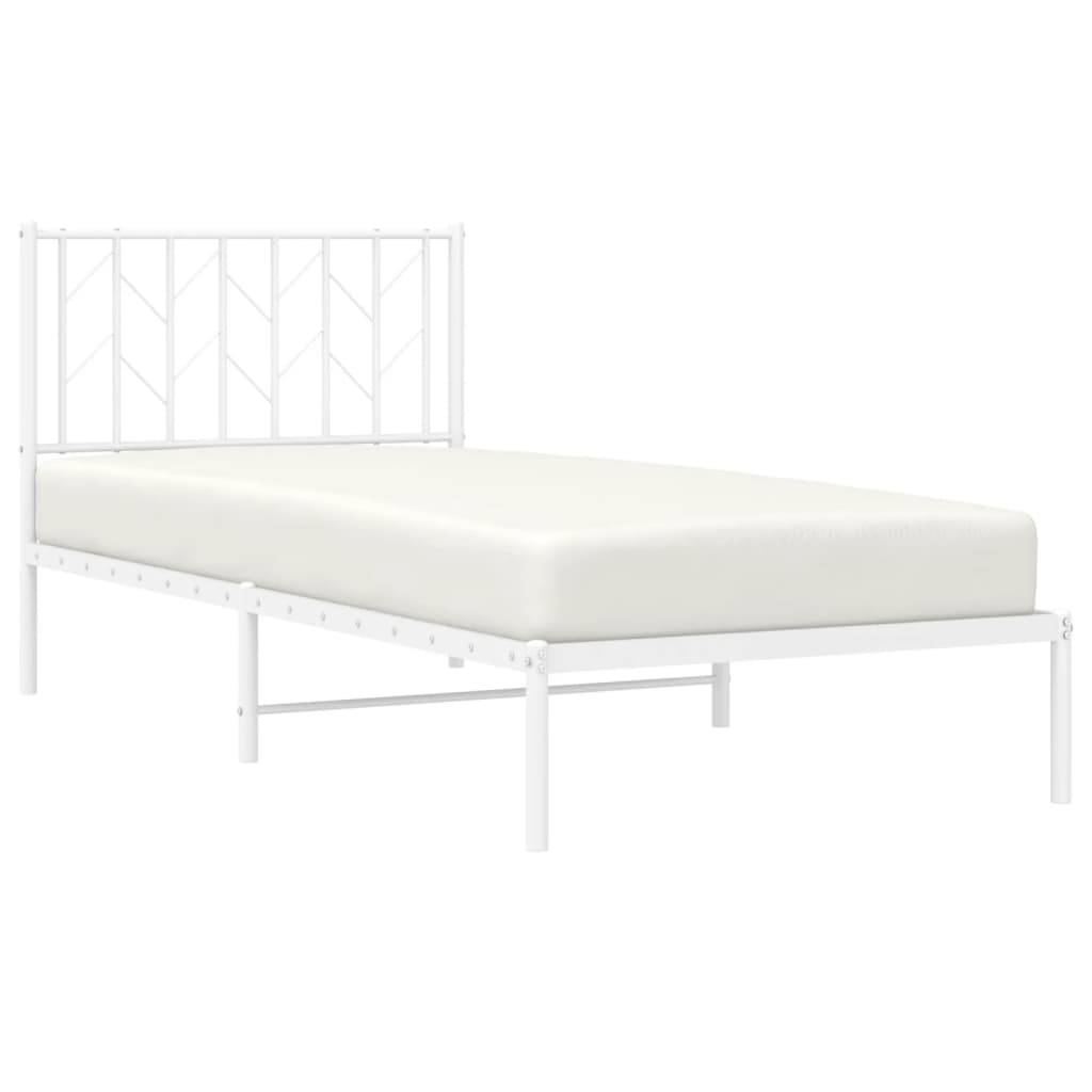 vidaXL Bettgestell mit Kopfteil Metall Weiß 90x190 cm
