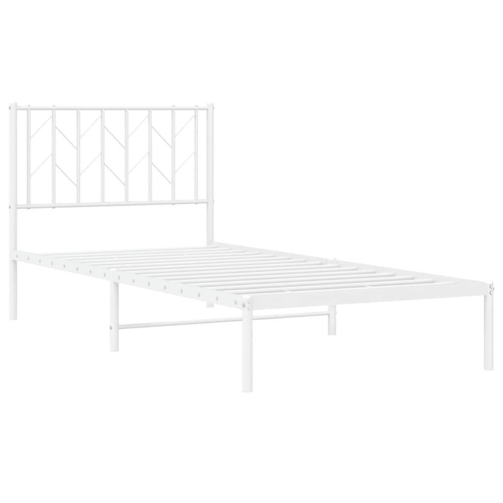 vidaXL Bettgestell mit Kopfteil Metall Weiß 90x190 cm