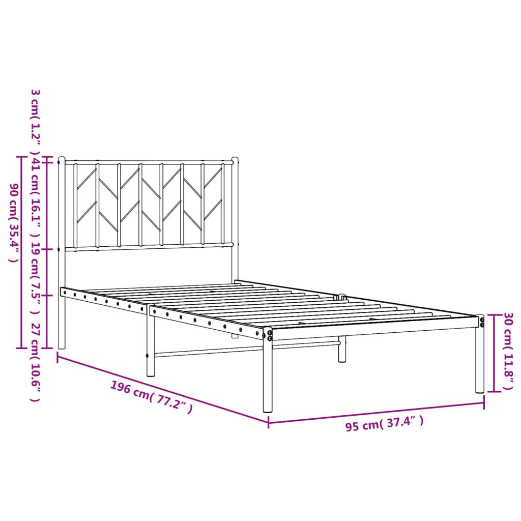 vidaXL Bettgestell mit Kopfteil Metall Weiß 90x190 cm