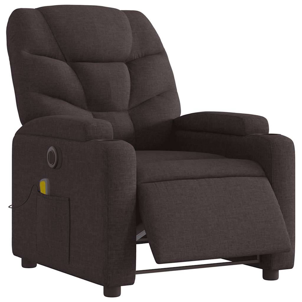 vidaXL Massagesessel Elektrisch Dunkelbraun Stoff