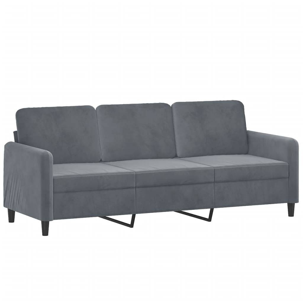 vidaXL 3-Sitzer-Sofa mit Hocker Dunkelgrau 180 cm Samt