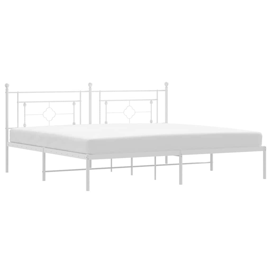 vidaXL Bettgestell mit Kopfteil Metall Weiß 193x203 cm