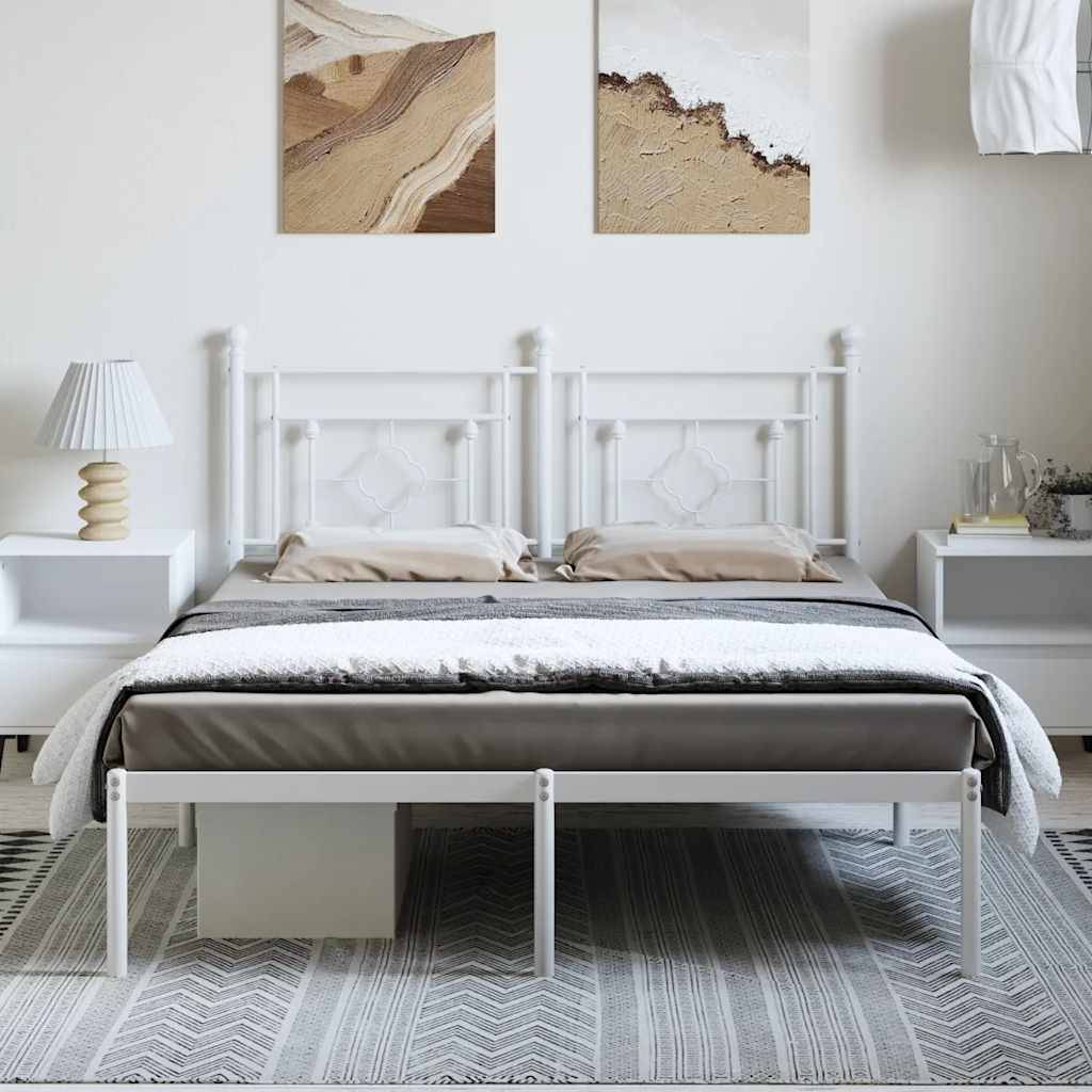vidaXL Bettgestell mit Kopfteil Metall Weiß 193x203 cm
