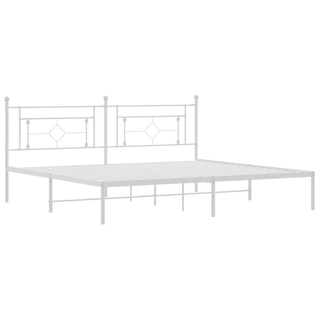 vidaXL Bettgestell mit Kopfteil Metall Weiß 193x203 cm