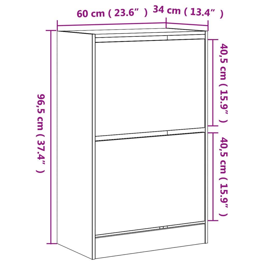 vidaXL Schuhschrank Weiß 60x34x96,5 cm Holzwerkstoff