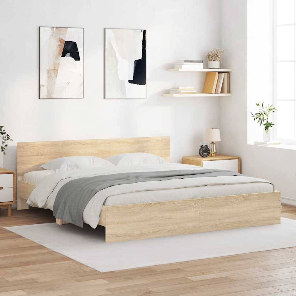 vidaXL Bettgestell mit Kopfteil Sonoma-Eiche 180x200 cm