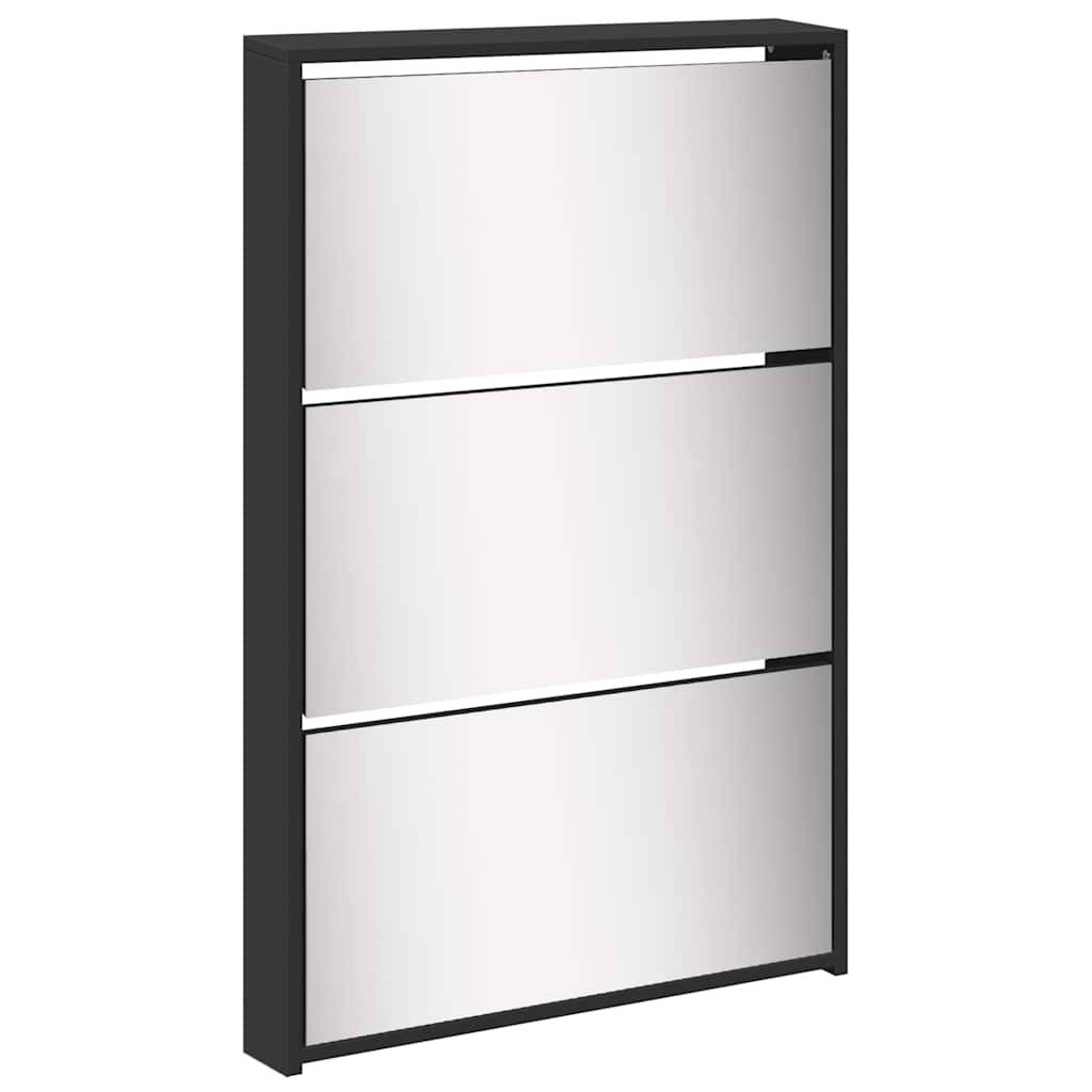 vidaXL Schuhschrank mit Spiegel 5 Fächer Schwarz 63x17x169,5 cm