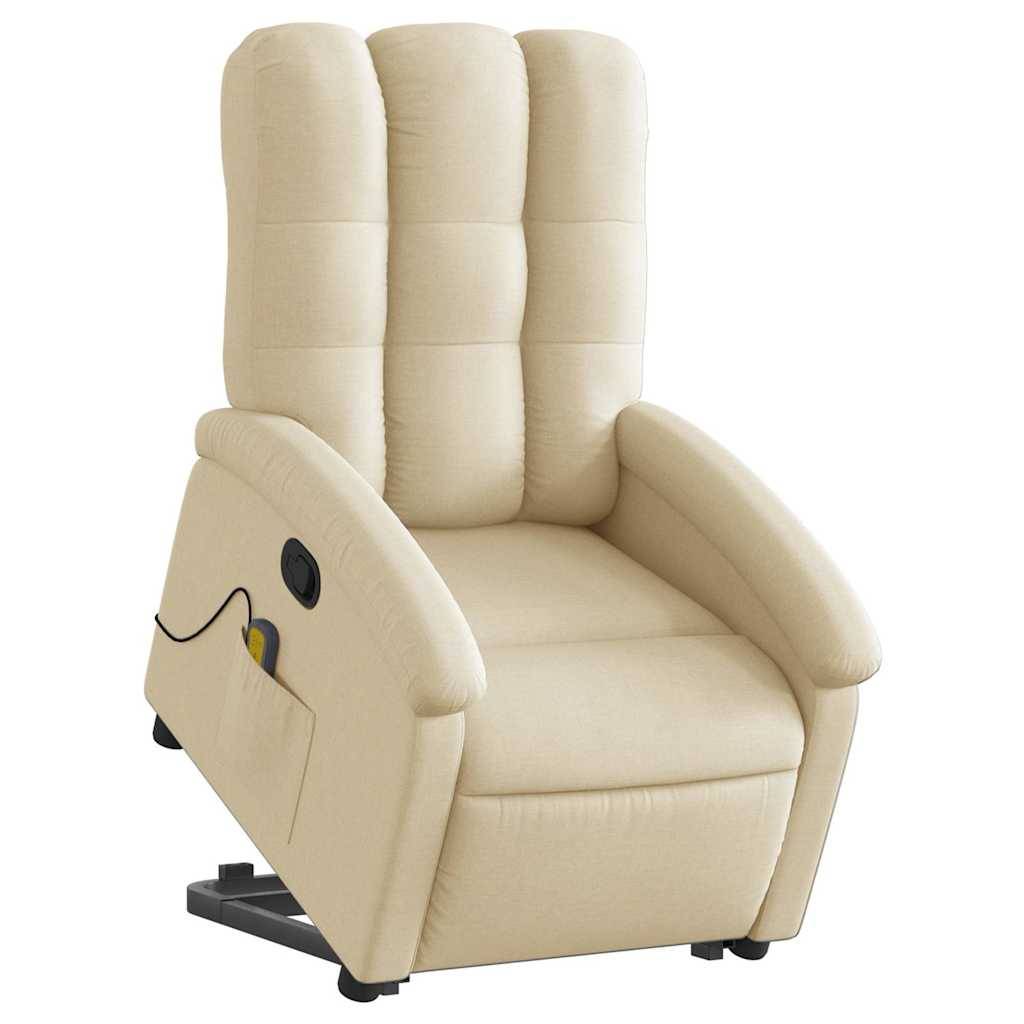 vidaXL Massagesessel mit Aufstehhilfe Creme Stoff