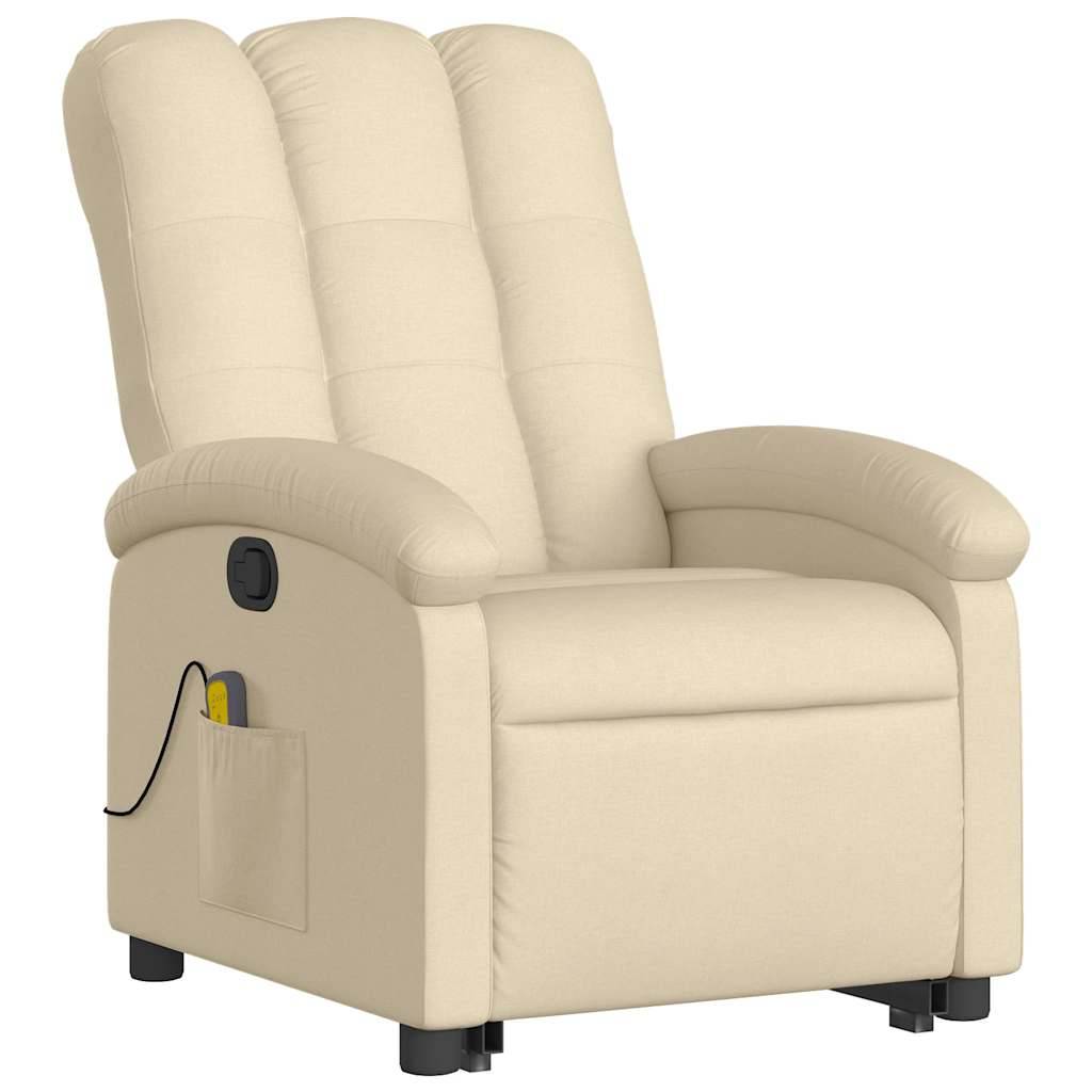 vidaXL Massagesessel mit Aufstehhilfe Creme Stoff