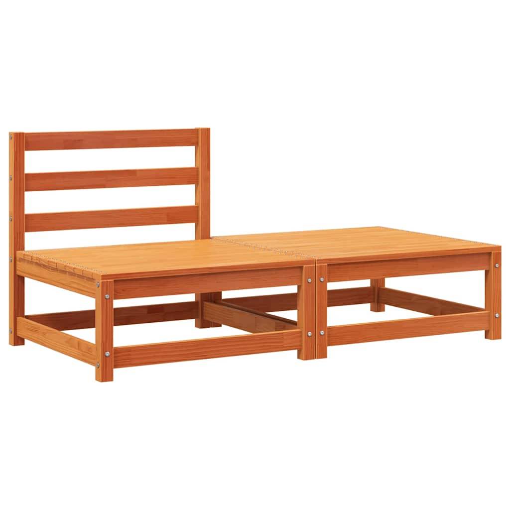 vidaXL Gartensofa ohne Armlehnen mit Fußhocker Wachsbraun Kiefernholz