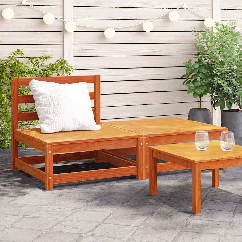vidaXL Gartensofa ohne Armlehnen mit Fußhocker Wachsbraun Kiefernholz