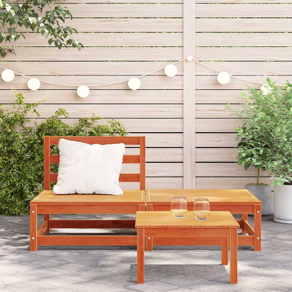 vidaXL Gartensofa ohne Armlehnen mit Fußhocker Wachsbraun Kiefernholz