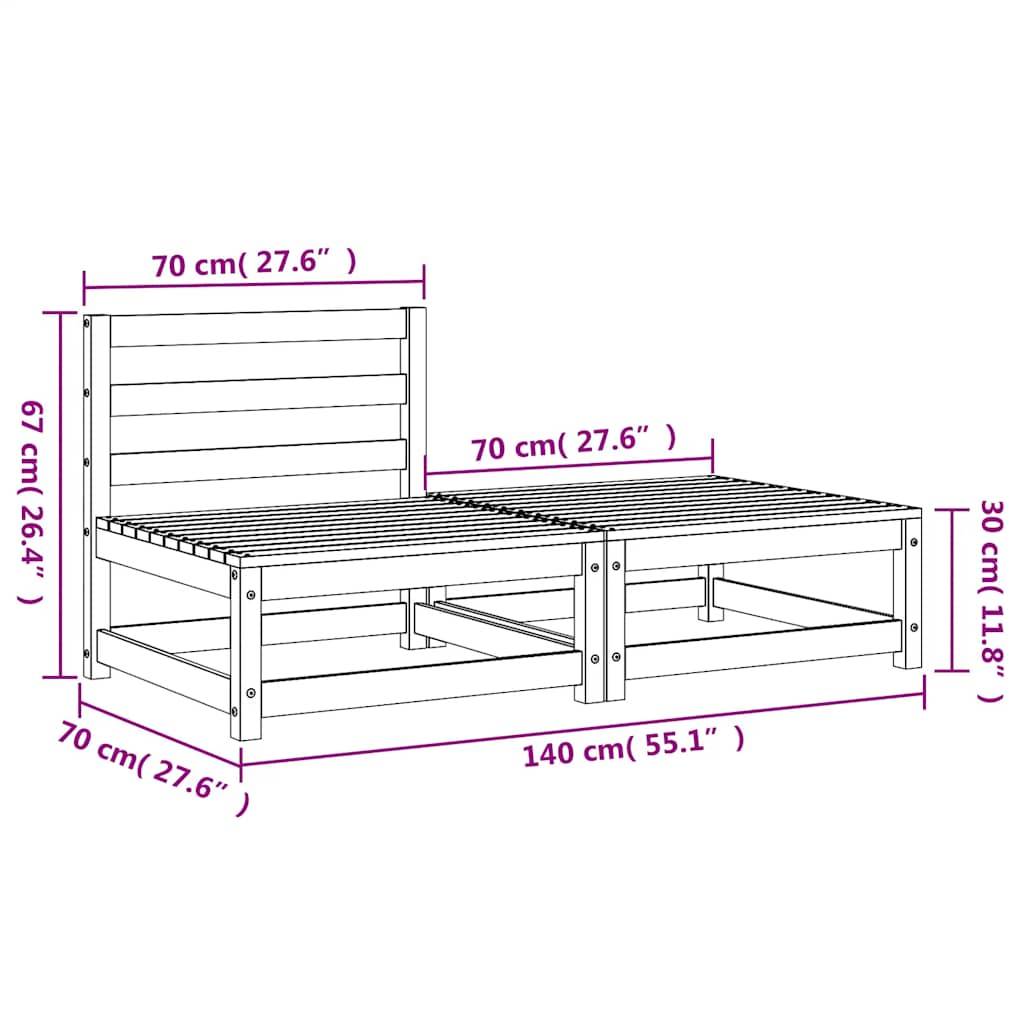 vidaXL Gartensofa ohne Armlehnen mit Fußhocker Wachsbraun Kiefernholz