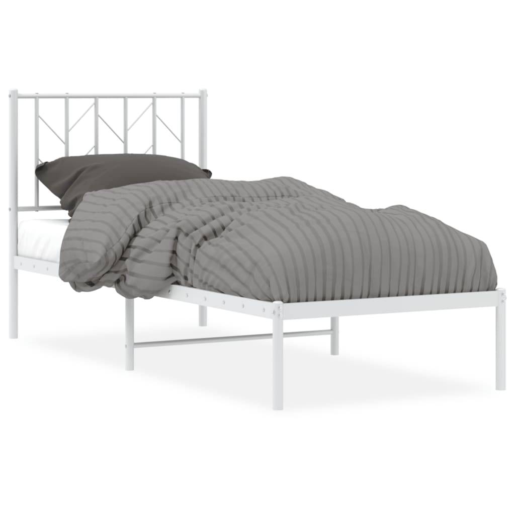 vidaXL Metallbett ohne Matratze mit Kopfteil Weiß 75x190 cm