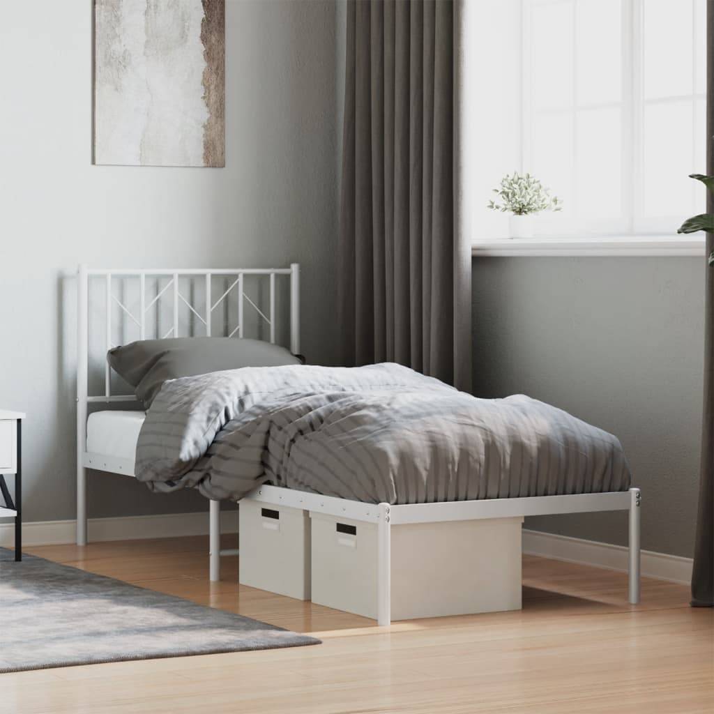 vidaXL Metallbett ohne Matratze mit Kopfteil Weiß 75x190 cm