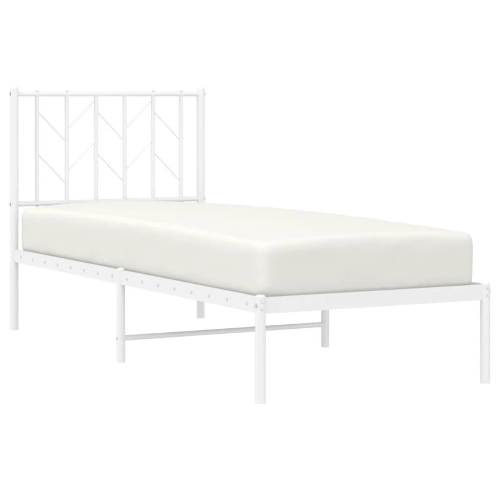 vidaXL Metallbett ohne Matratze mit Kopfteil Weiß 75x190 cm
