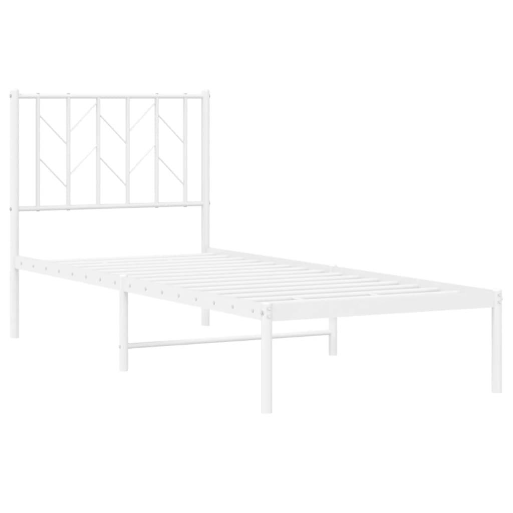 vidaXL Metallbett ohne Matratze mit Kopfteil Weiß 75x190 cm