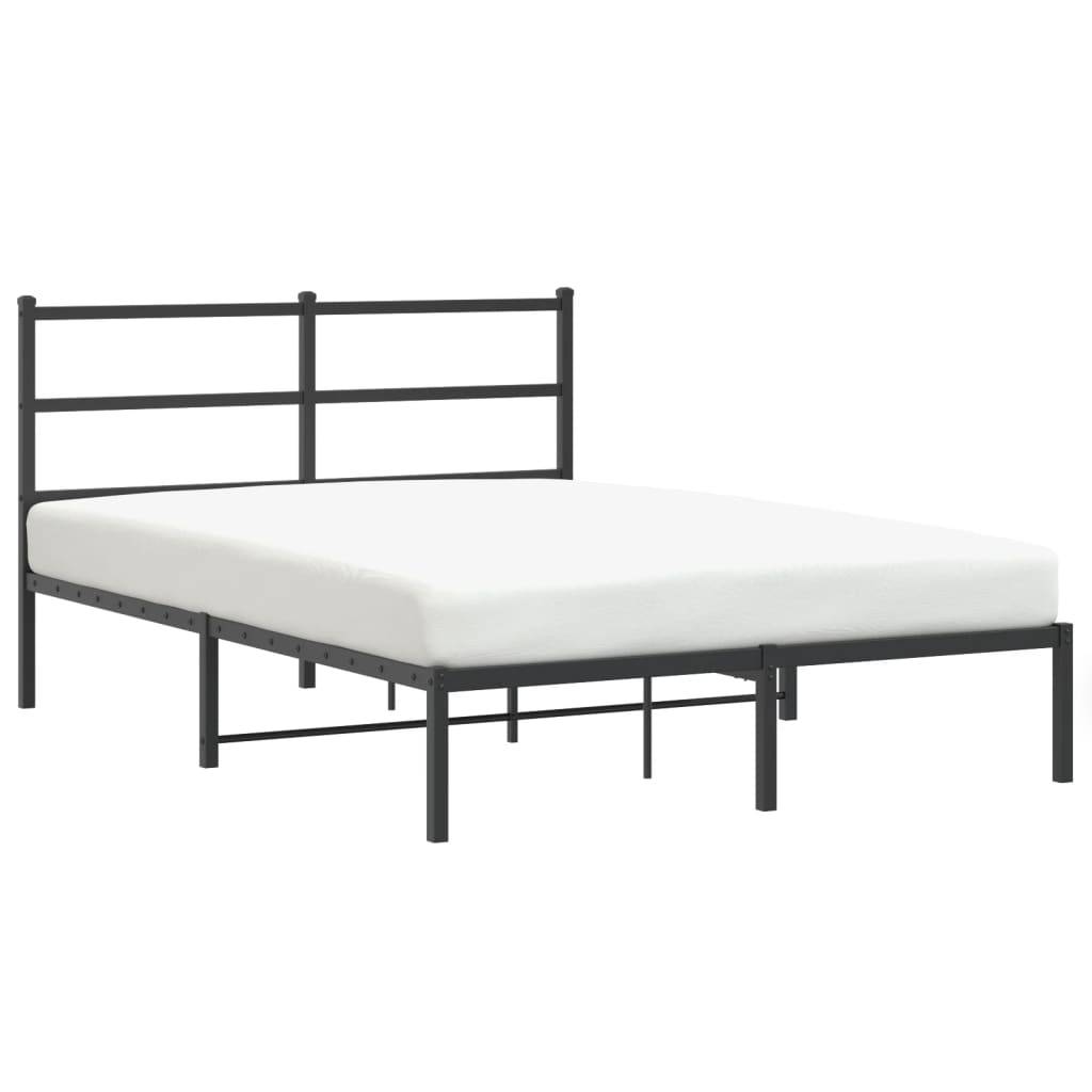 vidaXL Bettgestell mit Kopfteil Metall Schwarz 140x190 cm