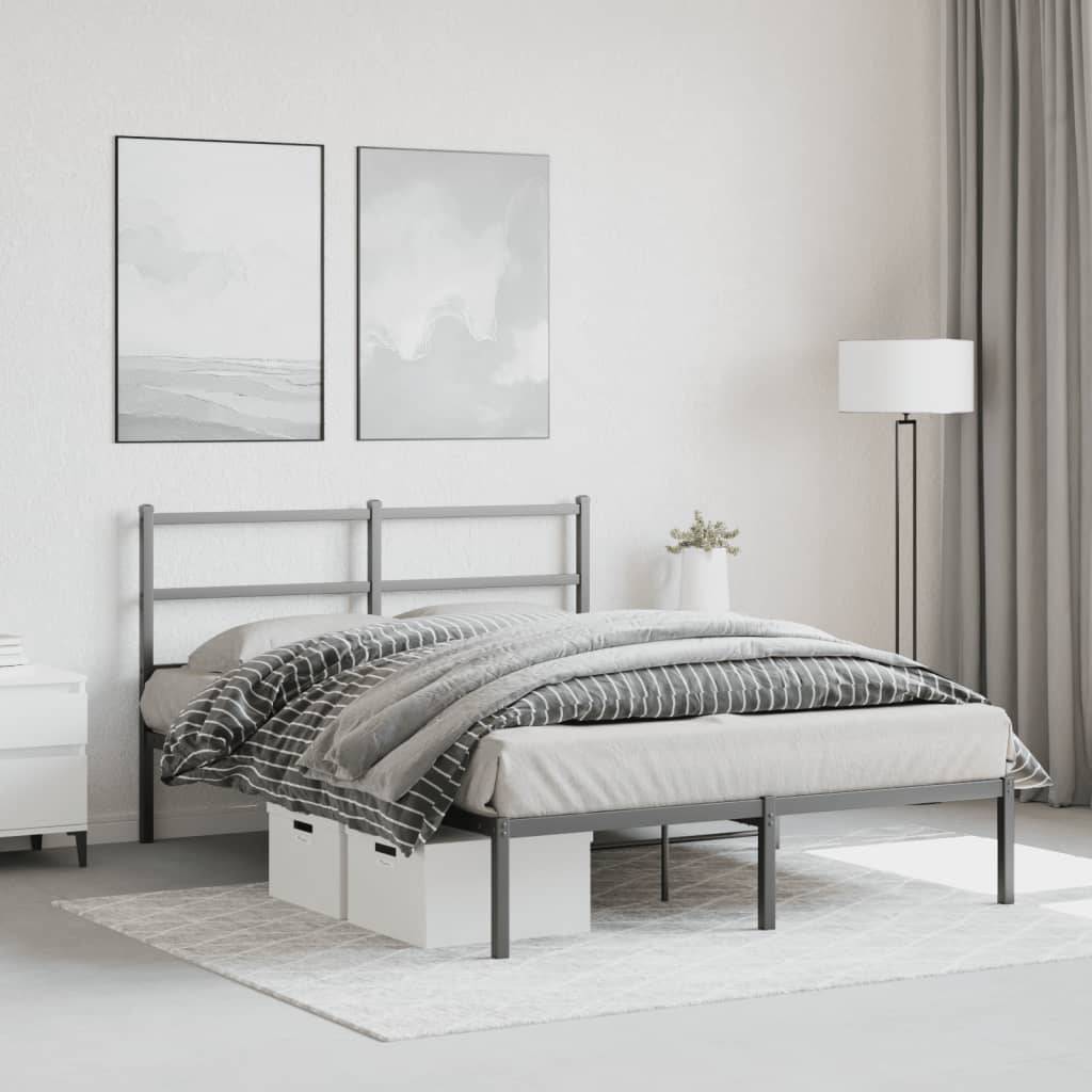 vidaXL Bettgestell mit Kopfteil Metall Schwarz 140x190 cm