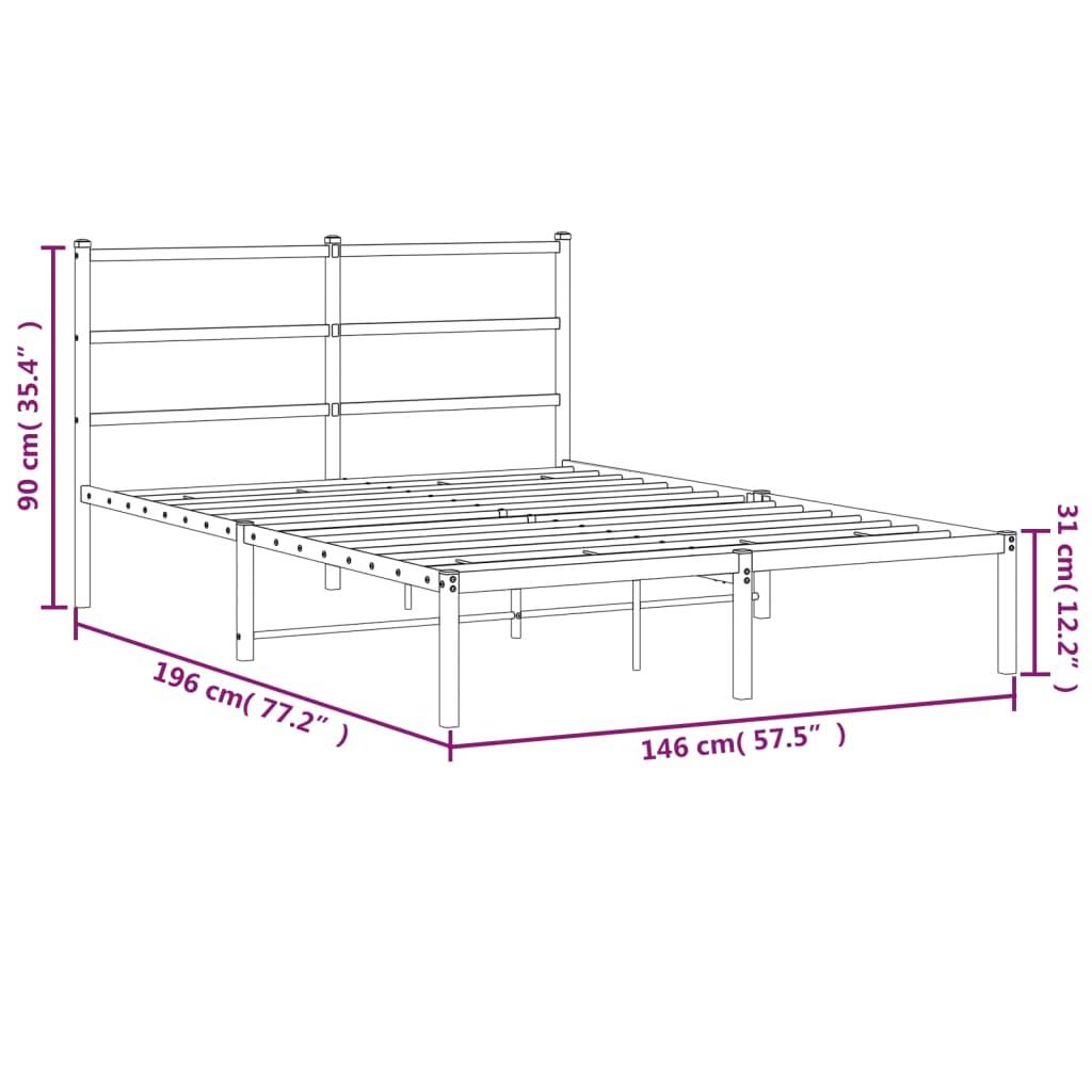 vidaXL Bettgestell mit Kopfteil Metall Schwarz 140x190 cm