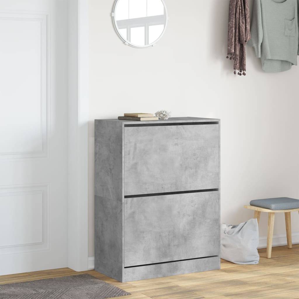 vidaXL Schuhschrank mit 2 Klappen Betongrau 80x42x108 cm