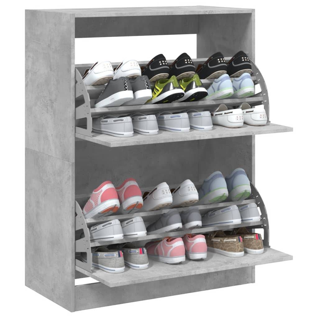 vidaXL Schuhschrank mit 2 Klappen Betongrau 80x42x108 cm