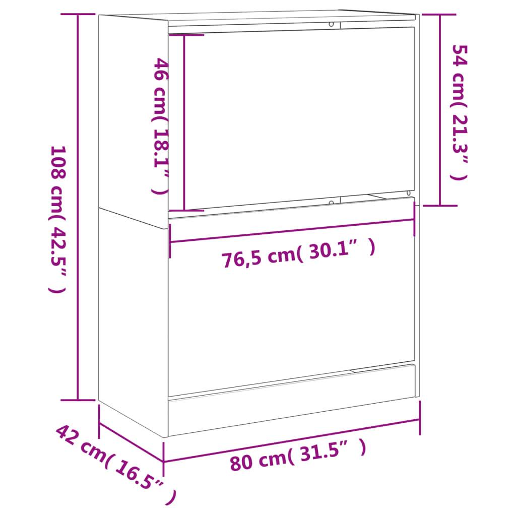 vidaXL Schuhschrank mit 2 Klappen Betongrau 80x42x108 cm