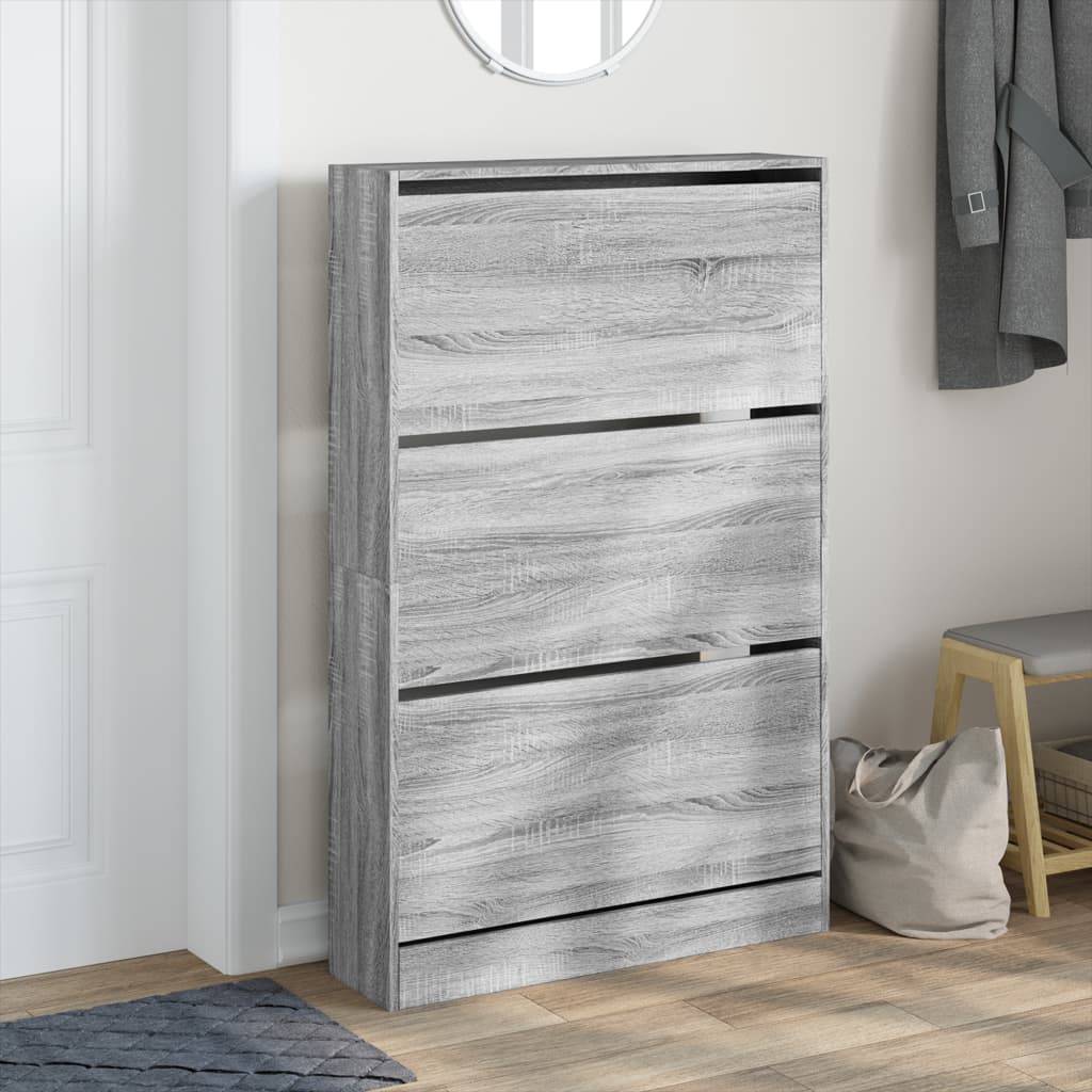 vidaXL Schuhschrank Grau Sonoma 80x21x125,5 cm Holzwerkstoff