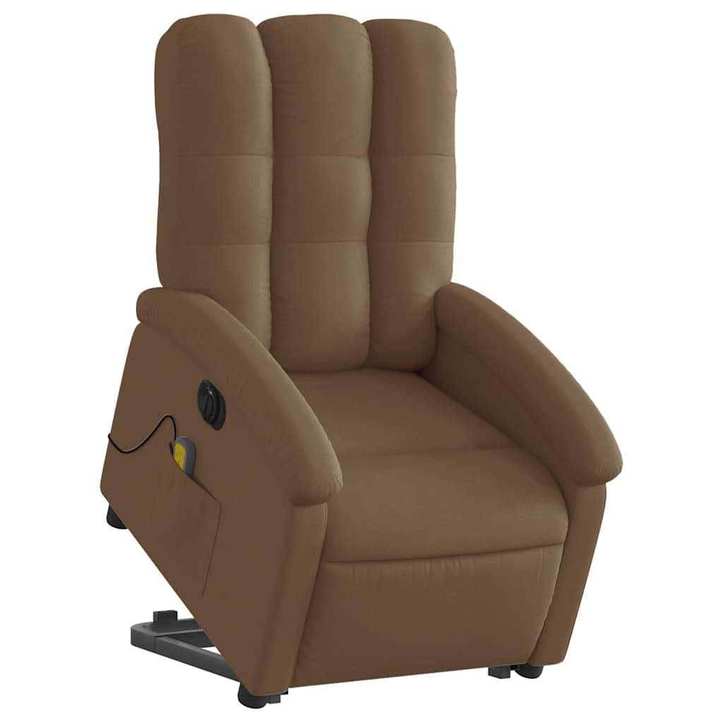 vidaXL Elektrischer Massagesessel mit Aufstehhilfe Braun Stoff