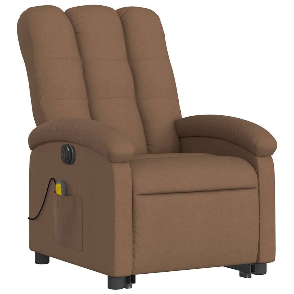 vidaXL Elektrischer Massagesessel mit Aufstehhilfe Braun Stoff
