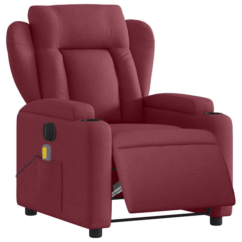 vidaXL Massagesessel Elektrisch Weinrot Stoff