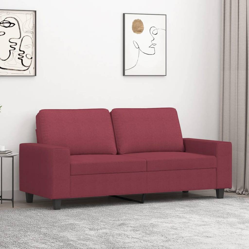 vidaXL 2-Sitzer-Sofa Weinrot 140 cm Stoff