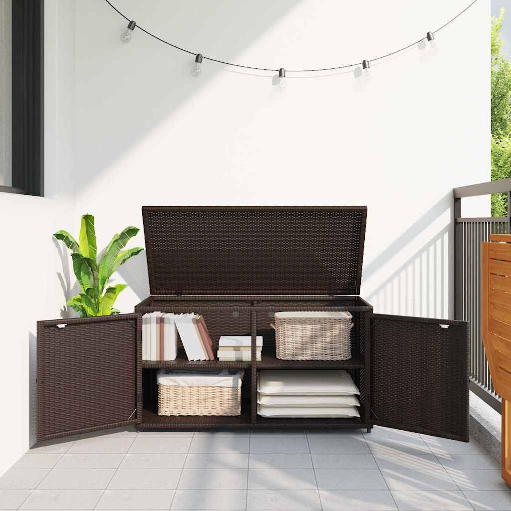 vidaXL Gartenschrank Braun 110x55x60,5 cm Poly Rattan