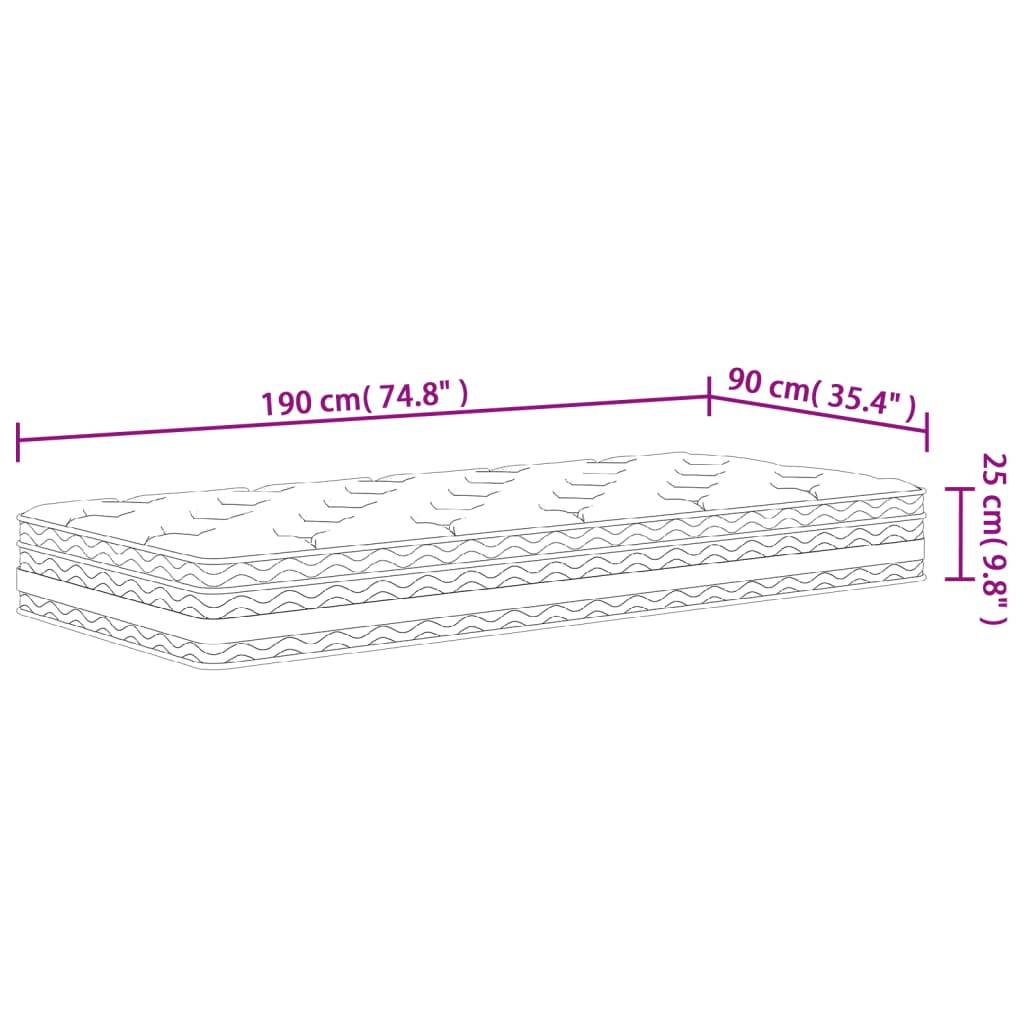 vidaXL Matratze Taschenfederkern Mittel 90x190 cm
