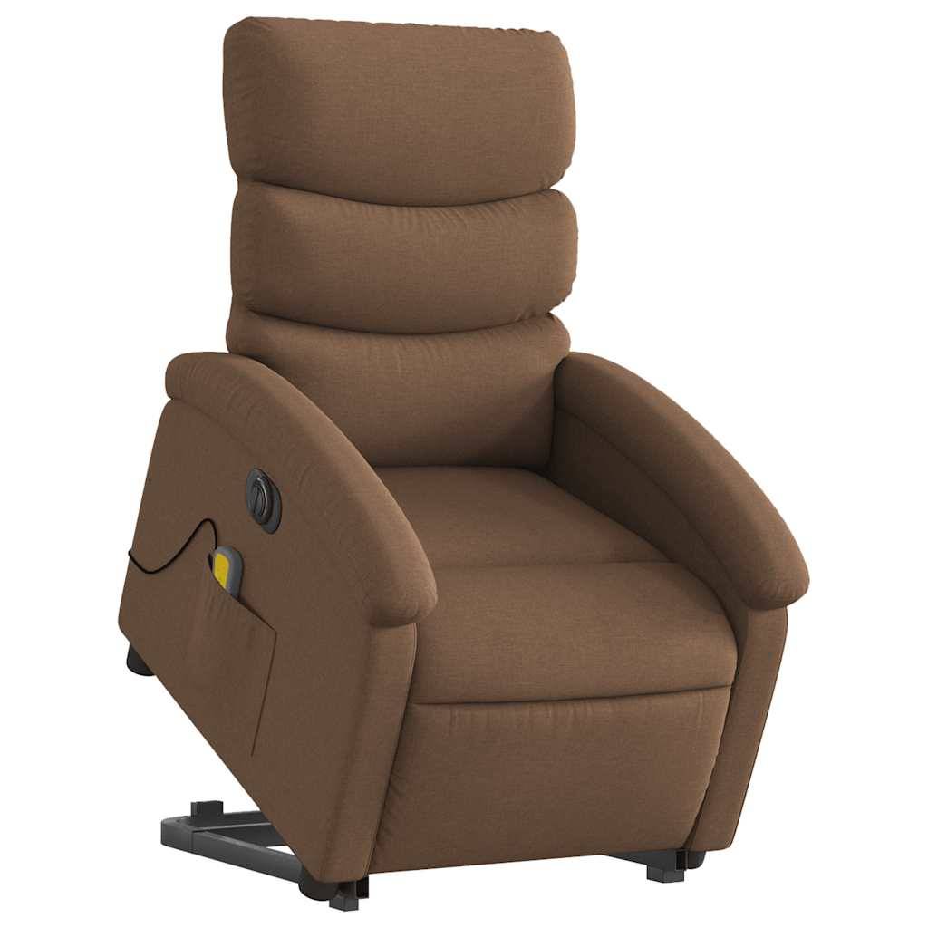 vidaXL Elektrischer Massagesessel mit Aufstehhilfe Braun Stoff