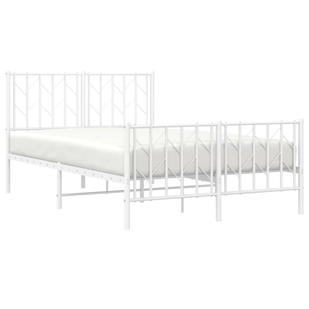 vidaXL Bettgestell mit Kopf- und Fußteil Metall Weiß 120x200 cm